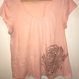 Pink Floral Emboidered Garnet Hill top, Size M
